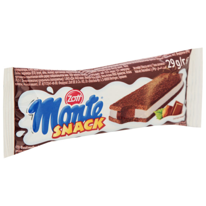 Пирожное Zott Monte Snack бисквитное ореховое, 29 г
