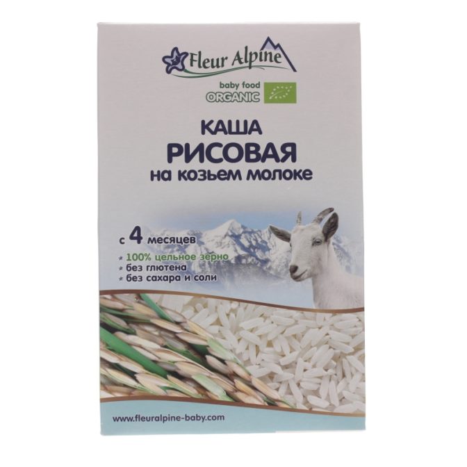 Каша молочная для детей от 4мес Рисовая на козьем молоке Fleur Alpine к/у 200г