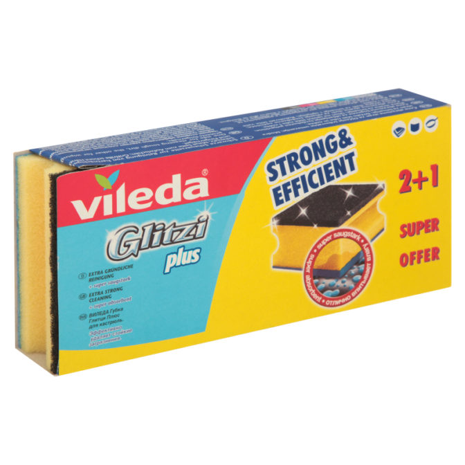 Губка для посуды Vileda Glitzi Plus для кастрюль 3шт, упак