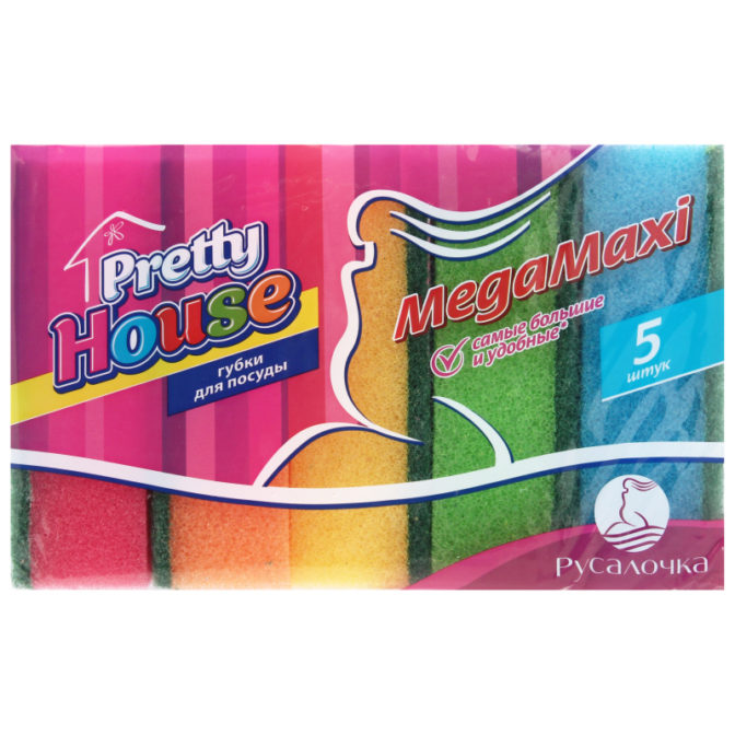 Губка для посуды Pretty House Megamaxi 5шт, упак