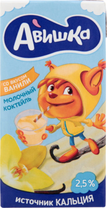 Молочный коктейль Авишка со вкусом ванили 2.5%, 200 мл