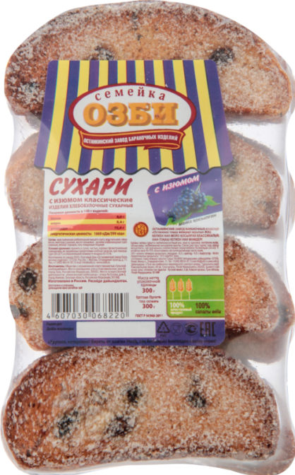 Сухари Семейка Озби классические с изюмом, 300 г