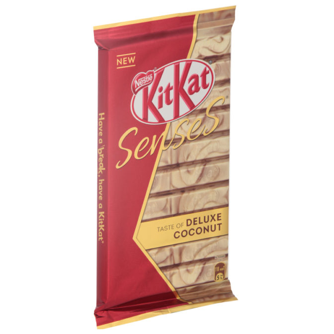 Шоколад Nestle Kit Kat Senses Deluxe Coconut белый с кокосом и молочный с миндалем, 112 г