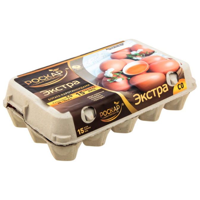 Яйцо Роскар Экстра куриное С0 15шт, упак