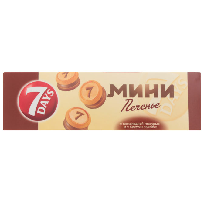 Печенье 7 Days Мини с шоколадной глазурью и кремом какао, 100 г
