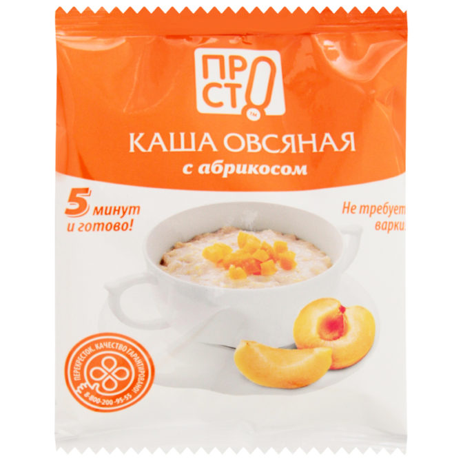 Каша овсяная Просто с абрикосом быстрого приготовления, 35 г