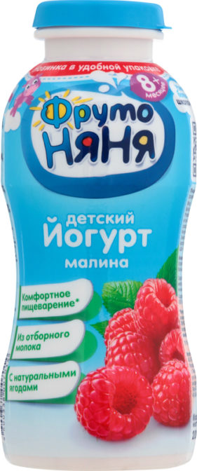 Йогурт для детей ФрутоНяня малина от 8 месяцев 2.5%, 200 г