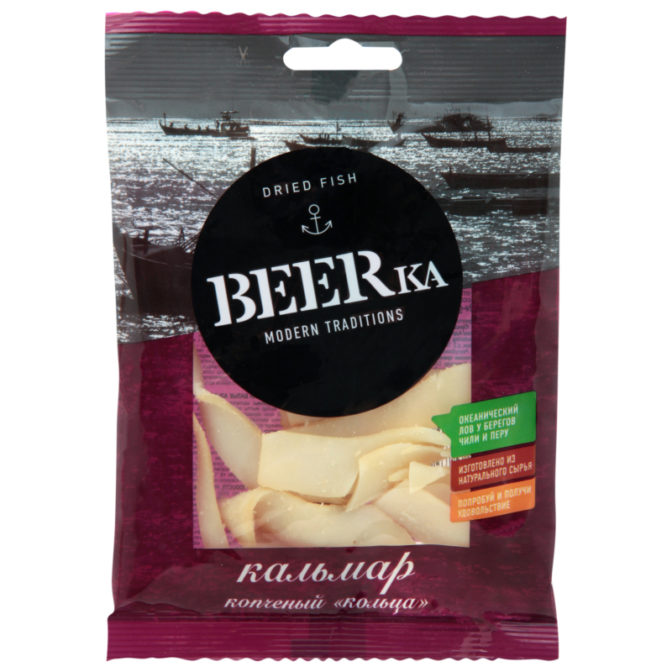 Кальмар Beerka копченый кольца, 18 г