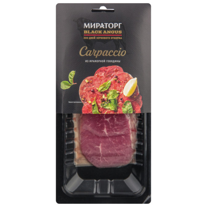 Полуфабрикат мясной Мираторг Black Angus Carpaccio из мраморной говядины охлажденный, 90 г