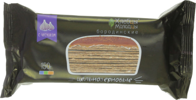 Хлебцы цельнозерновые Бородинские с чесноком Хлебцы-Молодцы м/у 150г
