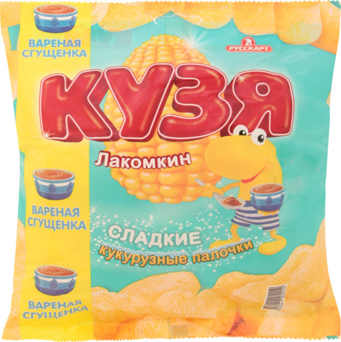 Кукурузные палочки Кузя лакомкин сладкие со вкусом вареной сгущенки, 65 г