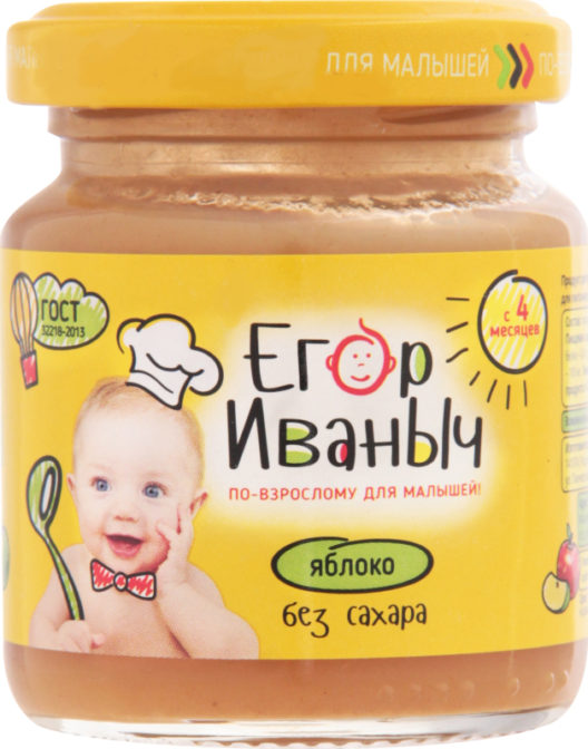 Пюре для детей Егор Иваныч фруктовое яблоко от 4 месяцев, 100 г