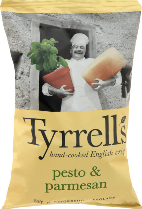 Чипсы картофельные Tyrrell’s Pesto & Parmesan со вкусом соуса песто и пармезана, 150 г