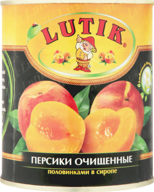 Консервы фруктовые Lutik Персики очищенные половинками в сиропе, 850 мл