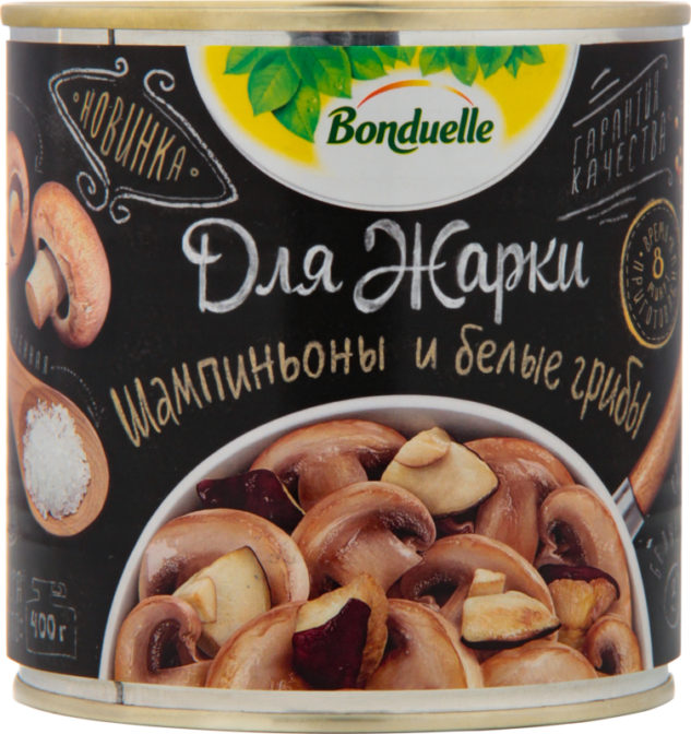 Грибы консервированные Bonduelle для жарки шампиньоны и белые, 400 г