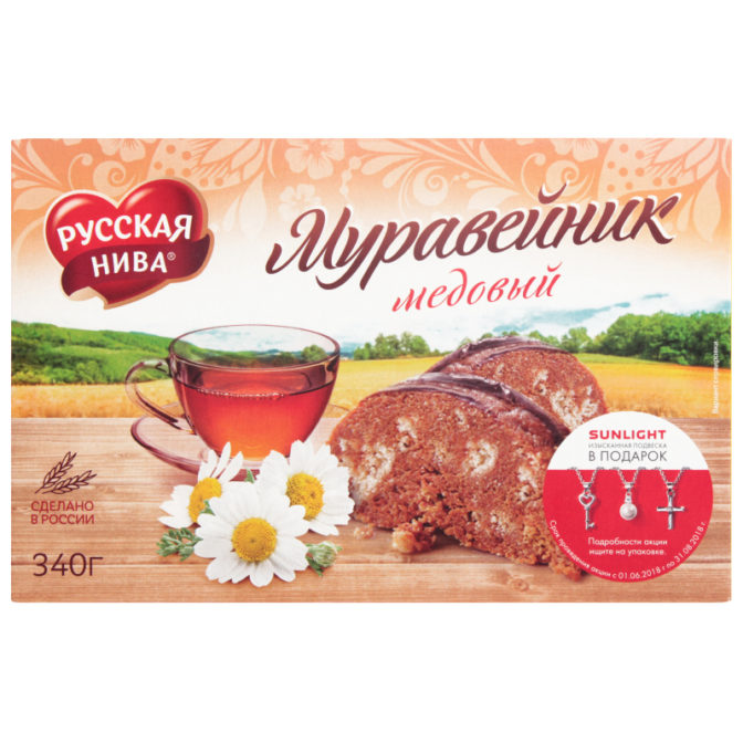 Торт Русская Нива Муравейник медовый песочный, 340 г