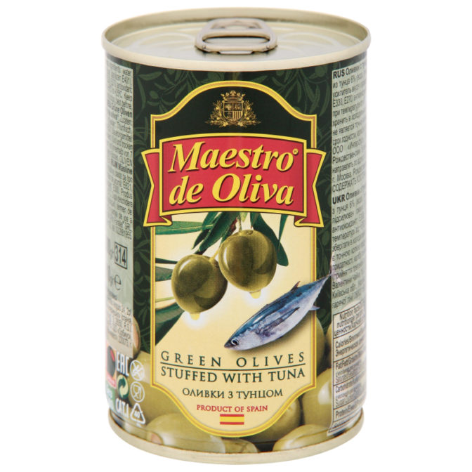 Оливки Maestro de Oliva с тунцом, 300 г