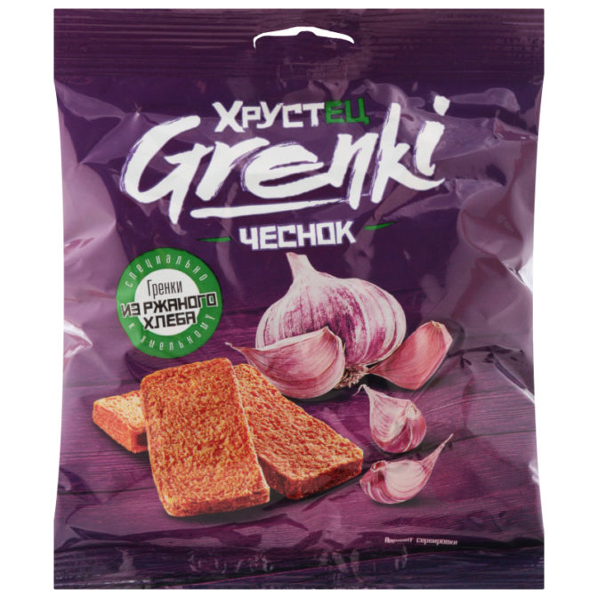 Гренки Хрустец ржаные со вкусом чеснока, 80 г