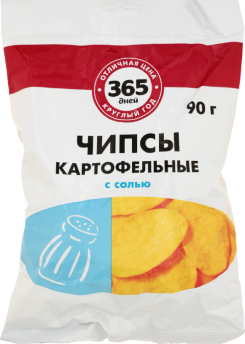 Чипсы картофельные 365 дней Хрустящая картошка с солью, 90 г