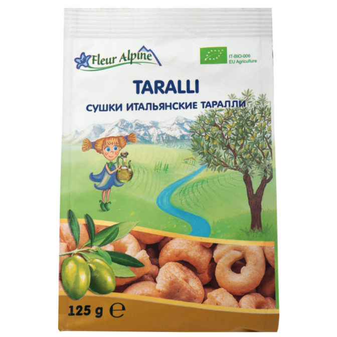 Сушки Fleur Alpine Organic Taralli итальянские на оливковом масле, 125 г