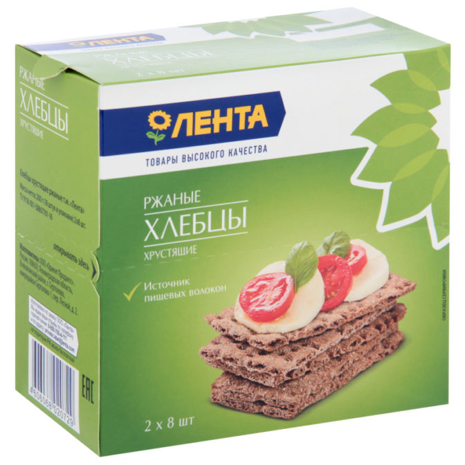 Хлебцы Лента ржаные хрустящие, 200 г