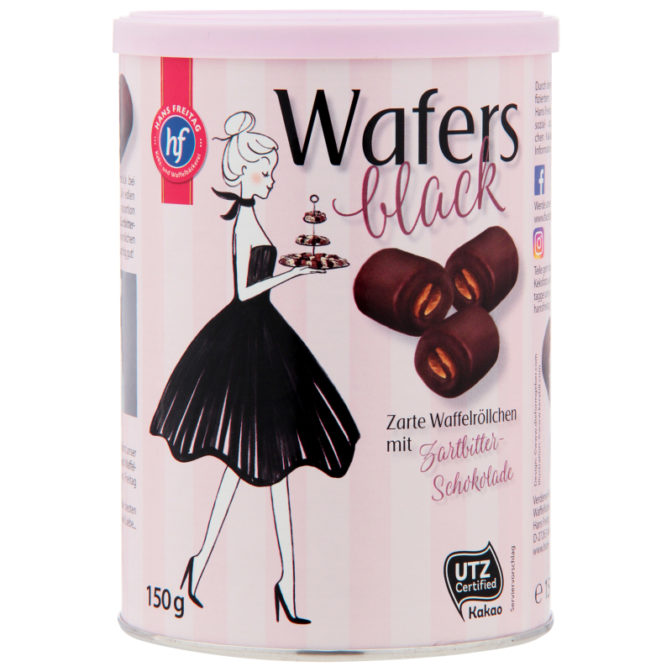 Вафельные роллы Hans Freitag Wafers Black в темном шоколаде, 150 г
