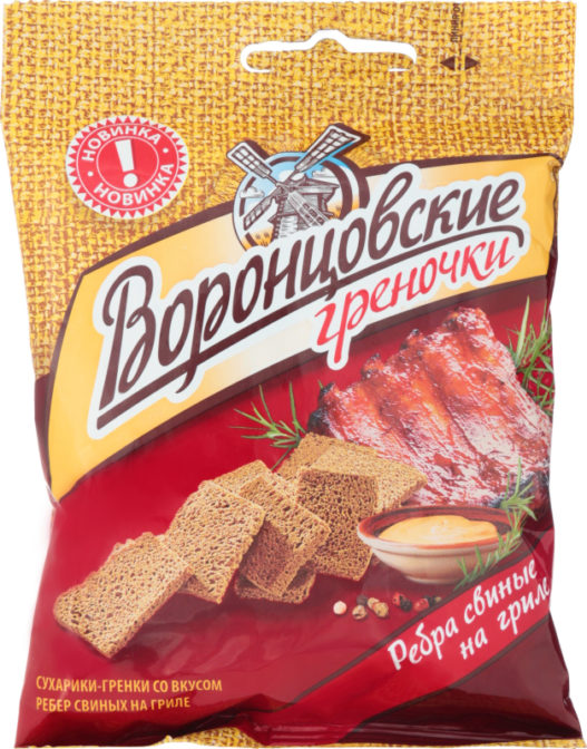 Сухарики-гренки ржано-пшеничные со вкусом ребер свиных на гриле Воронцовские м/у 60г