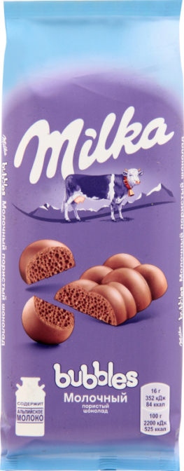 Шоколад молочный пористый Bubbles Milka м/у 80г