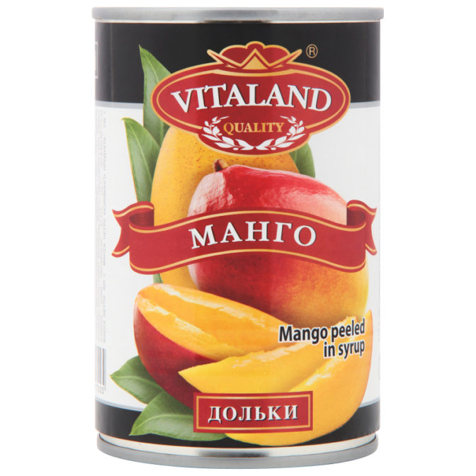 Консервы фруктовые Vitaland Манго дольки в сиропе, 425 мл