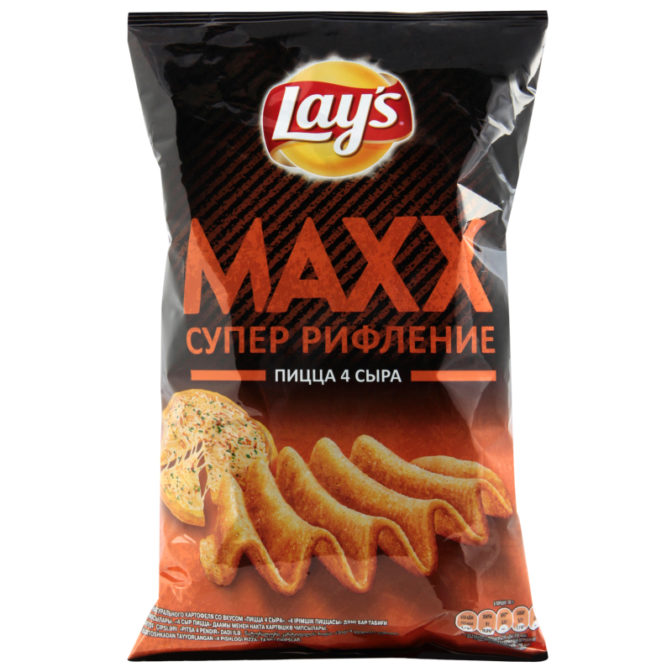 Чипсы картофельные Пицца 4 сыра Maxx Lays м/у 145г