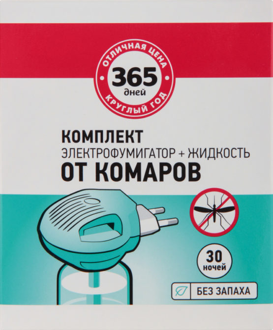 Инсектицид 365 дней Комплект электрофумигатор + жидкость от комаров