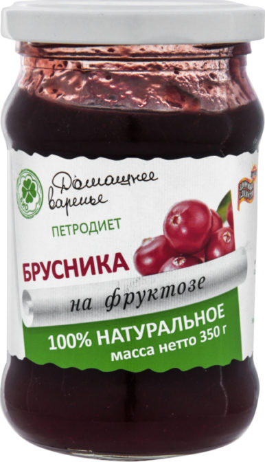 Варенье Здоровые сладости Петродиет Домашнее брусничное на фруктозе, 350 г