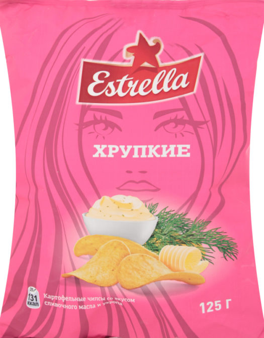 Чипсы картофельные Estrella Хрупкие со вкусом сливочного масла и укропа, 125 г