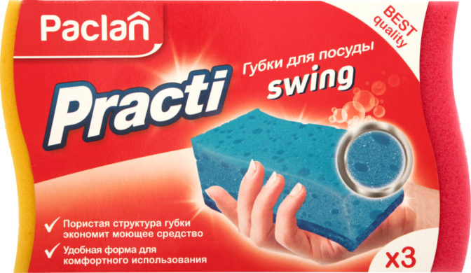 Губка для посуды Paclan Practi Swing 3шт, упак