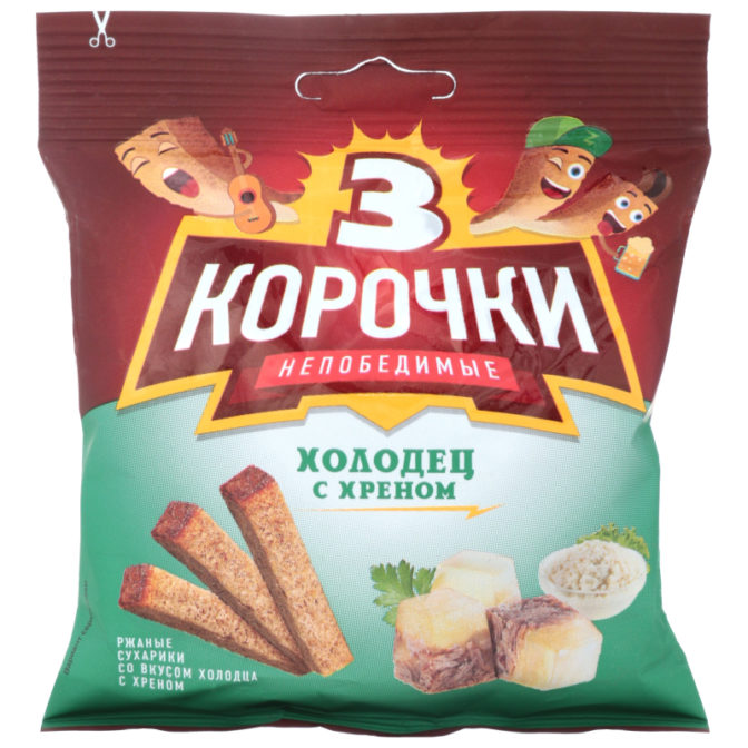 Сухарики ржаные Холодец с хреном 3 корочки м/у 40г
