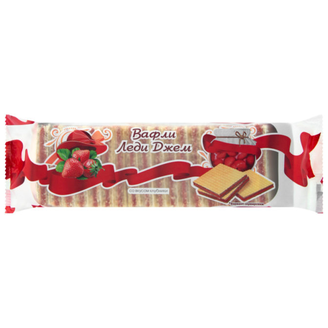 Вафли Леди Джем со вкусом клубники, 250 г