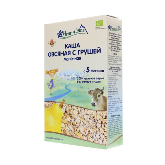 Каша молочная для детей от 5мес Овсяная с грушей Fleur Alpine к/у 200г