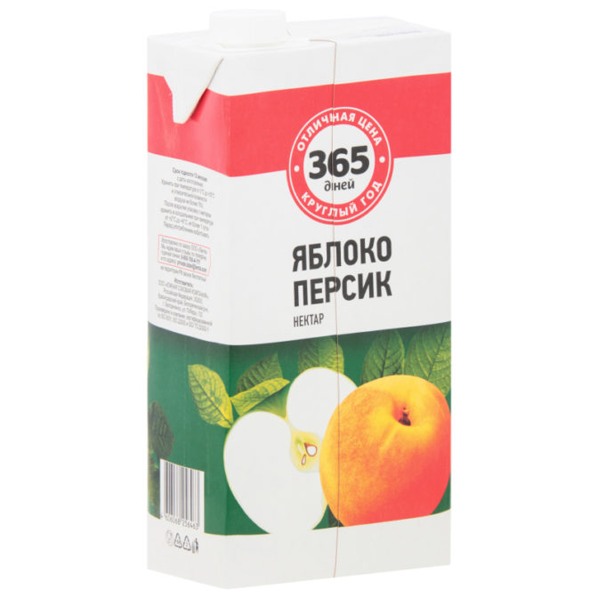 Нектар 365 дней яблоко-персик, 1.93 л