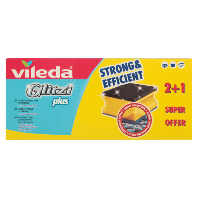 Губка для посуды Vileda Glitzi Plus для кастрюль 3шт, упак