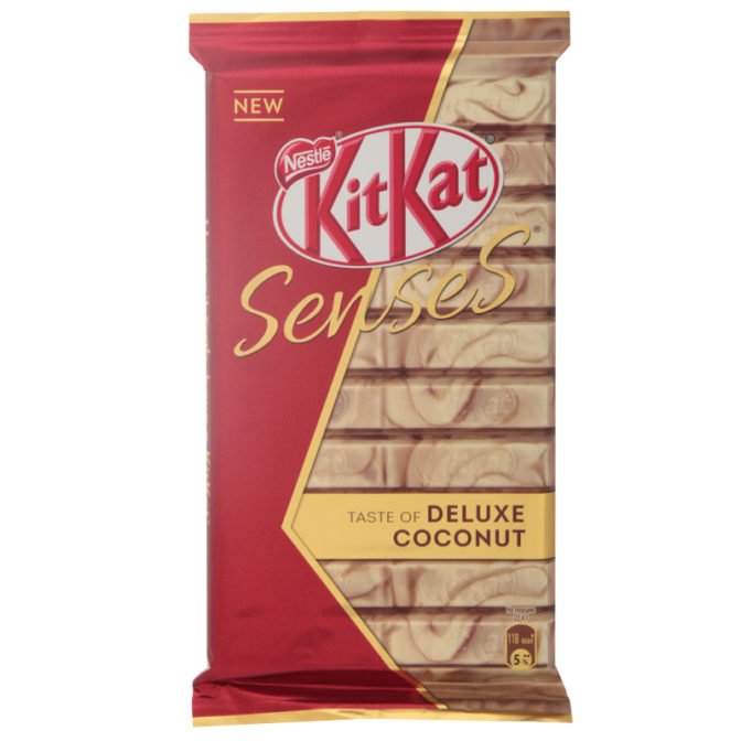 Шоколад Nestle Kit Kat Senses Deluxe Coconut белый с кокосом и молочный с миндалем, 112 г