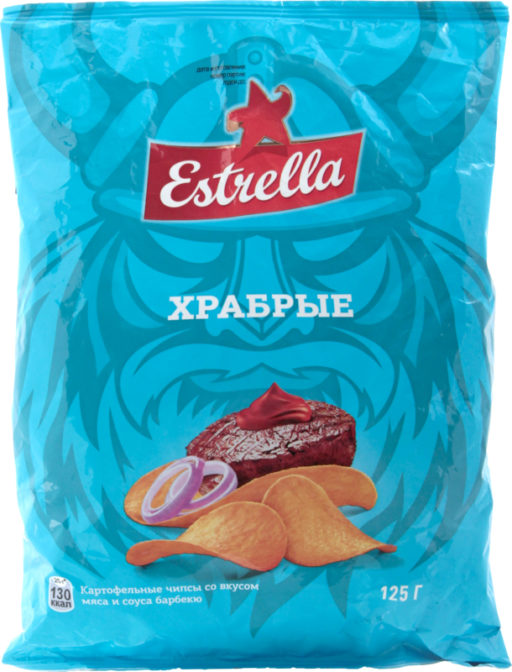 Чипсы картофельные Estrella Храбрые со вкусом мяса и соуса барбекю, 125 г