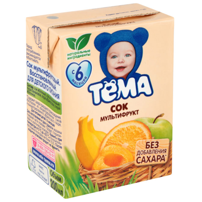 Сок детский Тема Мультифруктовый, 200 мл