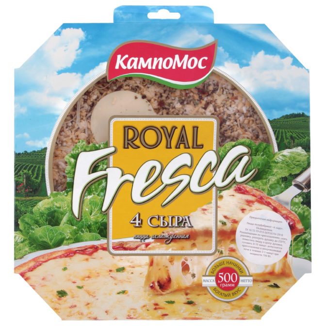Пицца Кампомос Royal Fresca 4 сыра охлажденная, 500 г
