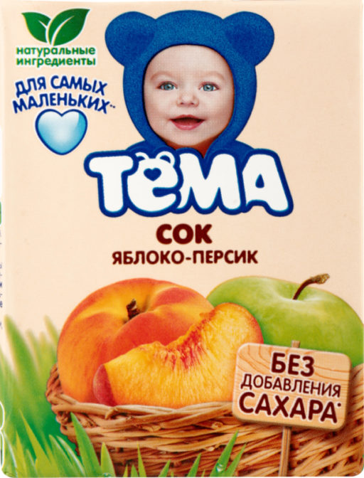 Сок для детей Тёма Яблочно-персиковый от 5 месяцев, 200 мл