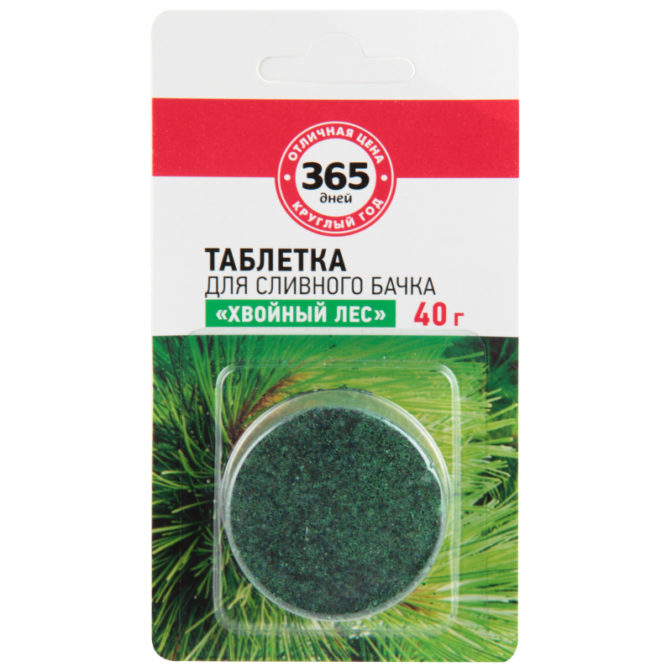 Таблетка для сливного бачка 365 дней Хвойный лес, 40 г