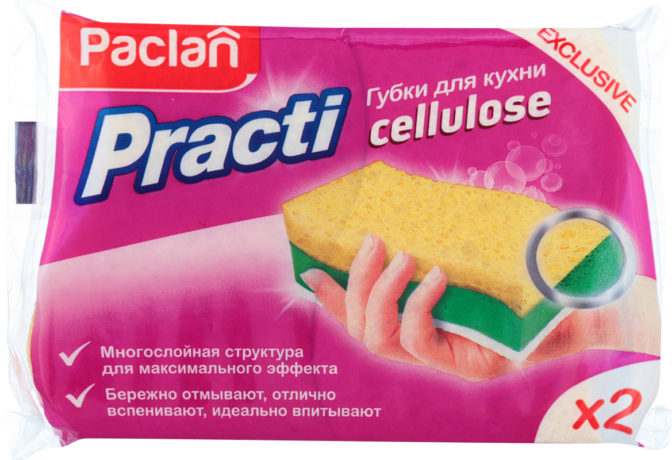 Губка для посуды Paclan Practi Cellulose 2шт, упак