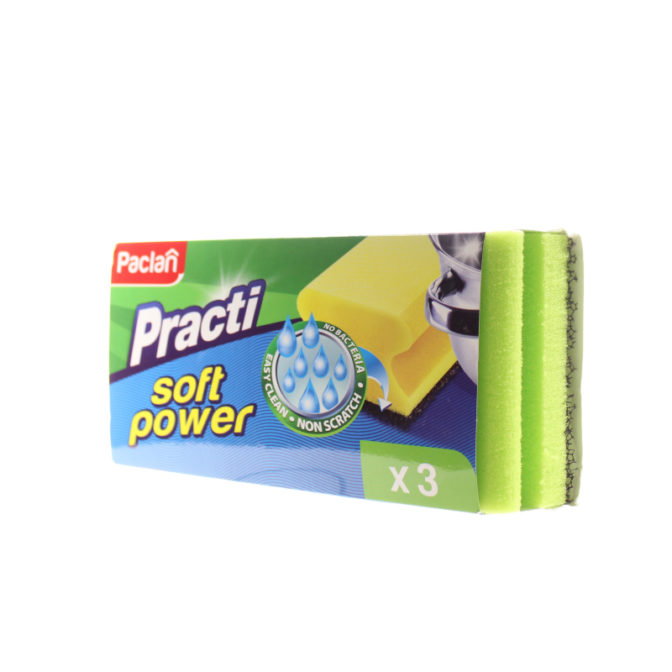 Губка для посуды Palcan Practi Soft Power с захватом 3шт, упак