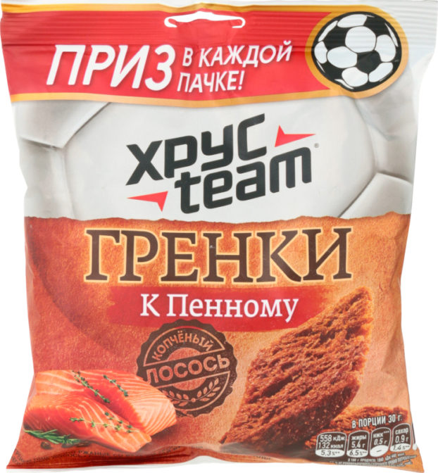 Гренки ХрусTeam К пенному со вкусом копченого лосося, 105 г