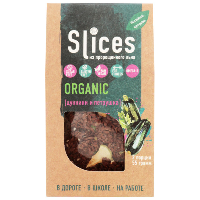 Хлебцы Slices Цуккини и петрушка из пророщенного льна, 55 г