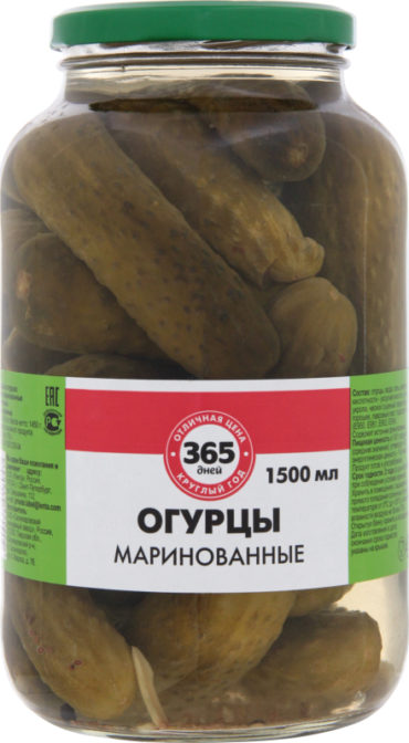 Консервы овощные 365 дней Огурцы маринованные, 1.5 л